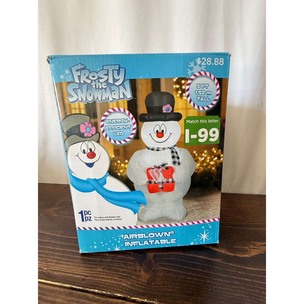 Gemmy Frosty the Snowman Airblown Inflatable 5ft Christmas LED Lighted